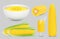 Vector corn collection. Realistic corn cobs isolated on transparent background. Fresh harvest, natural food