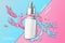 Vector cosmetic dropper bottle on paper background