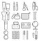 Vector cosmetic icons. Makeup thin linear signs for manicure, pedicure and