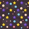 Vector cosmic pattern background with funny drawing bright plane