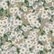 Vector Cosmos flower and olives illustration motif seamless repeat pattern retro grey background