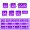 Vector countdown timer and purple calendar with flat numbers and signs isolated