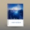 Vector cover of diary with ring spiral binder - format A5 - layout book concept - blue sky above sea level - sunrise