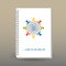 Vector cover of diary with ring spiral binder - format A5 - layout brochure concept - colored team meeting icon with r