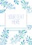 Vector cover with place for the text with blue watercolor leaves