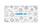 Vector COVID-19 China Coronavirus outline horizontal banner