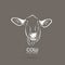 Vector of a cow head design on brown background, Vector cow logo