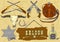 Vector Cowboy hand drawn Icons Set