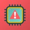 Vector CPU icon with alert sign cyber security