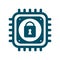 Vector CPU icon with lock sign cyber security