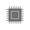 Vector CPU microprocessor, computer chip grey icon.