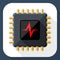 Vector CPU or Processor test icon. CPU or Processor test simple icon in flat style with long shadow