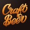 Vector craft beer typography. Lettering with beer color and bubbles. Pub advertising. Vector vintage lettering