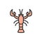 Vector crayfish, crawfish, lobster flat color line icon.