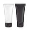 Vector cream tube. White and black plastic cosmetic container. Package design, blank mockup template.