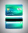 Vector Credit card. Front and back side of credit card template. Money, payment. Neon blue