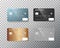 Vector Credit Card Set. Realistic Bank Cards on Transparent Background