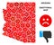 Vector Crisis Arizona State Map Composition of Sad Smileys