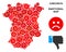 Vector Crisis Chechnya Map Collage of Sad Smileys