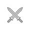 Vector Crossed Swords concept icon in linear style