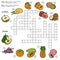 Vector crossword, game for children about fruits