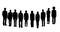 Vector crowd silhouette of a large group of adult people, team or friends