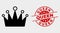 Vector Crown Icon and Scratched Queen Stamp