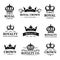 Vector crown logos set. Luxury corona monograms design. Diadem icons illustrations. Used for hotel, restaurant card etc.