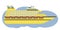 Vector cruise ship for tours and travel in yellow and blue colors. Vector illustration on a white background.