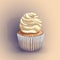 Vector of a crumbly, gentle wet biscuit cupcake with a stunning cream soft air cheese cream, beige color, taste like