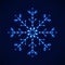 Vector crystal blue detailed snowflake, on blue background