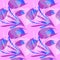 Vector crystal flowers and lilac tulips on a pink background.