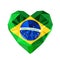 Vector crystal gem jewelry Brazilian heart with the flag