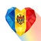 Vector crystal gem jewelry Moldavian heart with the flag of the Moldova.