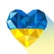 Vector crystal gem jewelry Ukrainian heart with the flag of the Ukraine.