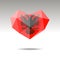 Vector Crystal gemstone jewelry heart with the flag of Albania. Flat logo style is a symbol of Albania love