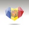 Vector Crystal gemstone jewelry heart with the flag of Andorra. Flat logo style is a symbol of Andorra love