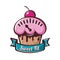 Vector cupcake with scales, logo icon. Concept for diet food, ba