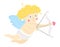 Vector cupid shooting from bow with arrow. Funny Valentineâ€™s day character. Flying love angel with spread wings. Playful cherub