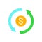 Vector currency exchange, money transfer, convert, cash back, quick loan, refund white line icon.