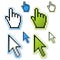 vector cursors of hand and arrow