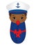 Vector Cute African American Baby Dressed in Nautical Style