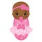 Vector Cute African American Baby Girl Dressed as Princess