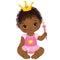 Vector Cute African American Baby Girl Dressed as Princess