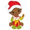 Vector Cute African American Baby Girl Wearing Christmas Clothes