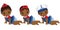 Vector Cute African American Baby Girls Dressed in Nautical Style