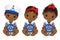 Vector Cute African American Baby Girls Dressed in Nautical Style