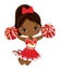 Vector Cute African American Cheerleader with Pom Poms Jumping