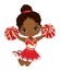Vector Cute African American Cheerleader with Pom Poms Jumping