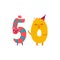 Vector cute animallike character number fifty 50